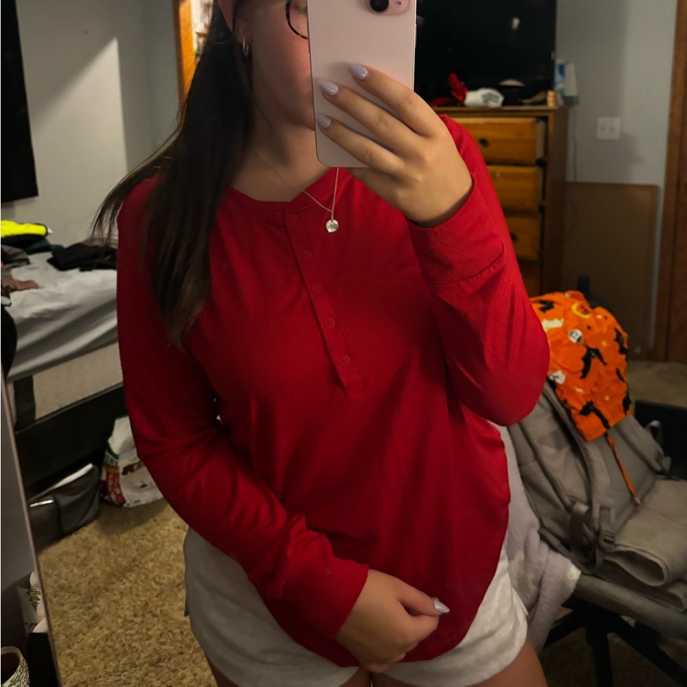 red sleep shirt